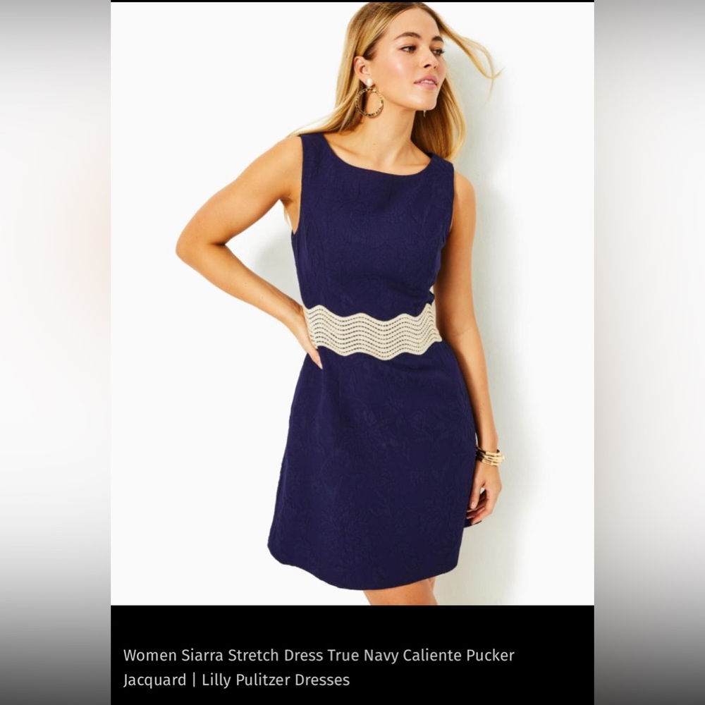 NWOT Lily Pulitzer Siarra Stretch Dress - Navy Blue 00